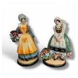 2pc Vntg Teodoro Sebelin Hand Painted Figurine