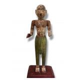 19C Indian Carved Wood Sculpture Polychrome