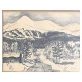 Gene Kloss (1903-1996) Ink on Paper Landscape