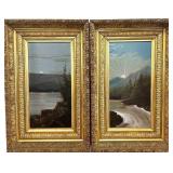 2pc Hudson River Valley Paintings on Canvas & Bd
