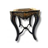 Antique Black Lacquer Night Table w Drawer