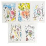 5pc Marc Chagall "Derriere Le Miroir" Lithographs