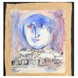 After Marc Chagall Oil On Canvas "Moon Face"
