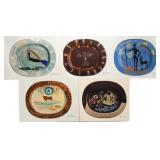 5pc Pablo Picasso Ceramic Plate Lithographs