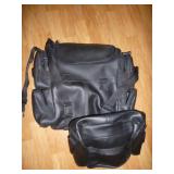 Motorcycle Leather Luggage Bag w/ Rain Cover