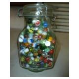 Vintage Marbles in Large Hermitico Glass Canister