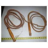 2pc Braided Leather Wood Handle Bull Whips