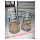 2pc Vintage Metal Lanterns - Barn Junk Display