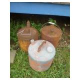 3pc Vintage Metal 5 Gallon Kerosene & Gas Cans