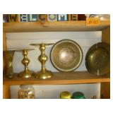 Vintage Brass Ware - Boot Vase, Candle Sticks, Etc
