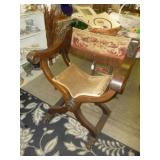 Savonarola Style Carved Wood Antique Throne Chair