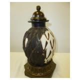 J. Lunas Artist Signed Urn Vase with Stand
