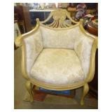 Vintage Carved Wood French Bergere Style Chair