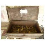 Antique Wood Crate w/ Flint Artifacts, Shells, Etc