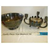 Silver Plate Flower Frog Center Piece & Fruit Bowl
