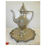 2pc Vintage Silver Plate Coffee Server & 11" Tray
