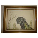 Hand Made Cross Stitch Black Lab Framed Art