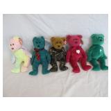 5pc Classic Ty Beanie Baby Bears - All with Tags