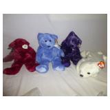 4pc Large Ty Beanie Baby Bears - Princess Di, Etc.