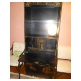 Black Lacquer Wood Asian Secretary Cabinet