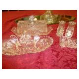 4pc Wheel Cut Lead Crystal Table Service