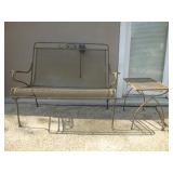 Wrought Iron Patio Bench & Side Table