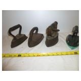 4pc - Antique Sad Irons & Coal Iron