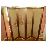 Vintage 4 Panel Asian Embroidered Divider Screen