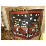 Cut Metal Hand Painted Holiday Fireplace Screen