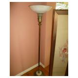 Antique Brass & Milk Glass Torchiere Floor Lamp