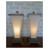 Pair of Vintage Brass & Cloth Accent Lamps