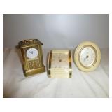 3pc Mid Century Mini Clocks Linden, Steiger, Etc