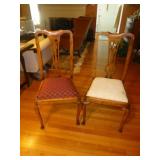 2pc Vintage Fiddle Back Wood Side Chairs