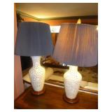 Pair of Mid Century White Porcelain Table Lamps