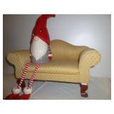 Elf Shelf Sitter on Mini Sofa - Gnome on a Couch