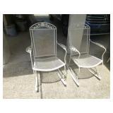 Pair of Vintage Wrought Iron Patio Rocking Chairs