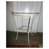 Wrought Iron & Glass Vintage Patio Side Table