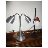 2pc - Double Gooseneck & Adjustable Pole Desk Lamp