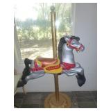 Vintage Ceramic & Brass Kid Park Carousel Horse