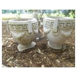 Pair of Greco Style Ornate Large Concrete Planters