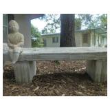 Solid Concrete Garden Bench & Child Sitter