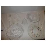 5pc Glass Holiday Serving Platters
