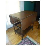 Antique Drop Side Scallop Edge Tiered Side Table