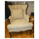Pair of Antique Carved Wood Wing Back Chairs