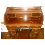 Mid Century Compact Wood Roll Top Desk