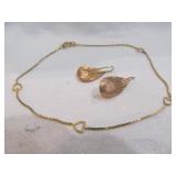 14k Gold Earrings & Heart Bracelet