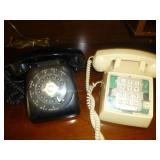 2pc Mid Century Desk Phones - Touch Tone & Rotary