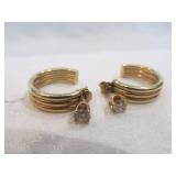 14k Gold & CZ Earrings - Approx 3.1 Grams TW