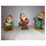 3pc Artistically Japan Hand Painted 7.5" Gnomes