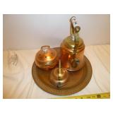 Vintage Copper Kettles, Tray & Bowl